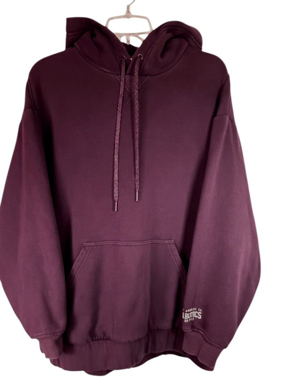 Fabletics Deep Burgundy Los Angeles Graphic Cuff Hoodie Womens Size M Oversized